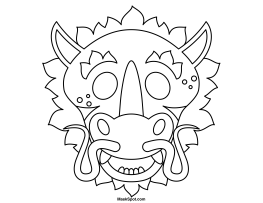 Chinese Dragon Mask to Color